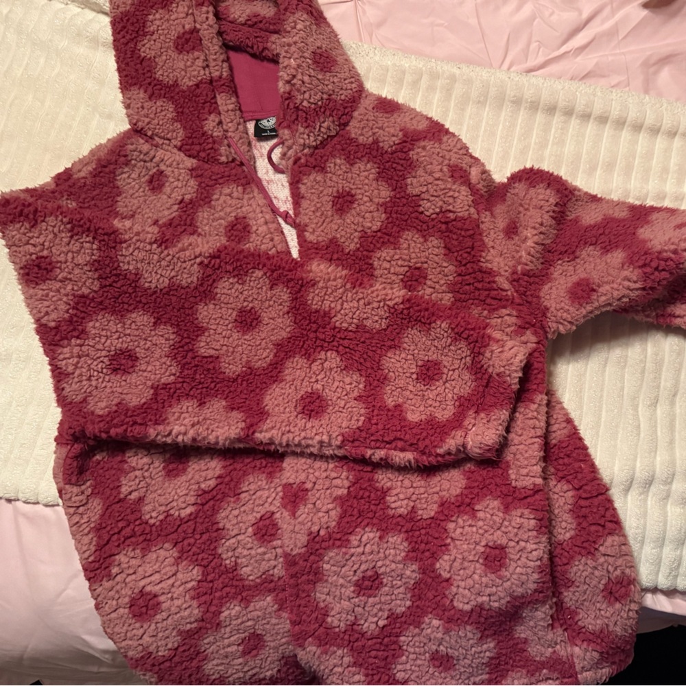 PacSun Dark and Light Pink Hooded Sherpa Jacket